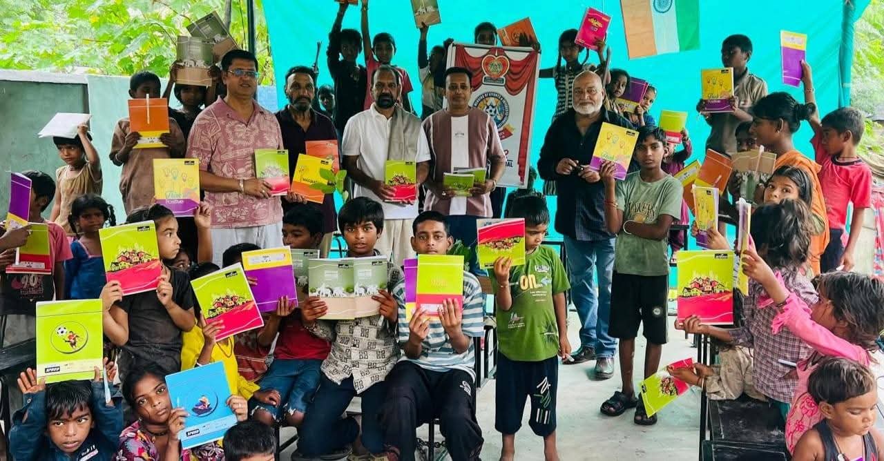 Alliance Club Hoshiarpur distributed stationery and sweets to children in the slums of Khanpuri Chow.